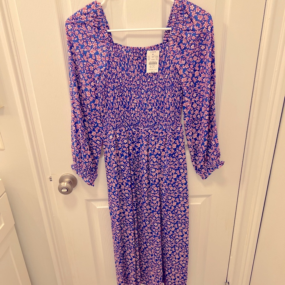 J. Crew Smocked Floral Midi Dress